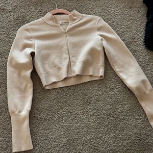 Live The Process Beige Ribbed Knit Top